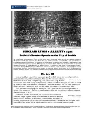 Sinclair Lewis, Babbitt, Babbitt's Booster Speech on the City Of