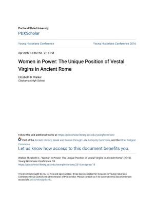 The Unique Position of Vestal Virgins in Ancient Rome