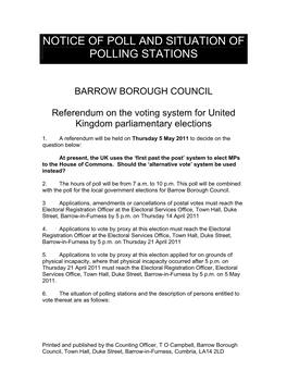 Notice of Poll and Situation of Polling Stations