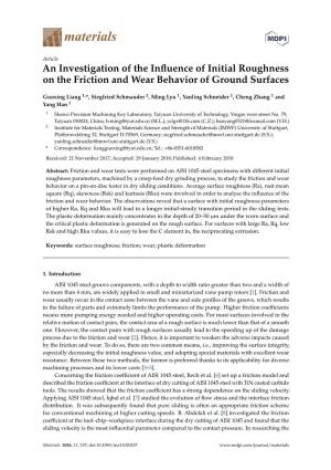 An Investigation of the Influence of Initial Roughness on the Friction