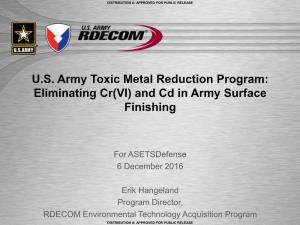 US Army Toxic Metal Reduction Program: Eliminating Cr(VI)