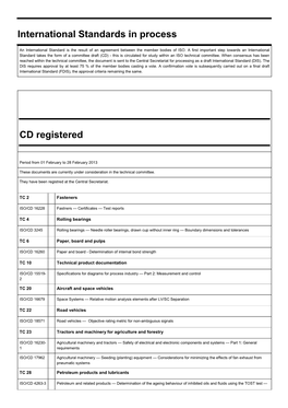 International Standards in Process CD Registered