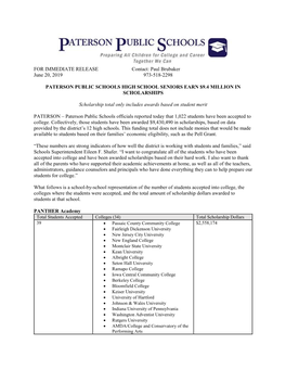 Paterson Public Schools High School Seniors Earn $9.4 Million in Scholarships