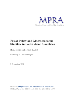 Fiscal Policy and Macroeconomic Stability in South Asian Countries