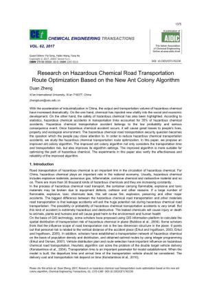 Research on Hazardous Chemical Road Transportation Route Optimization Based on the New Ant Colony Algorithm
