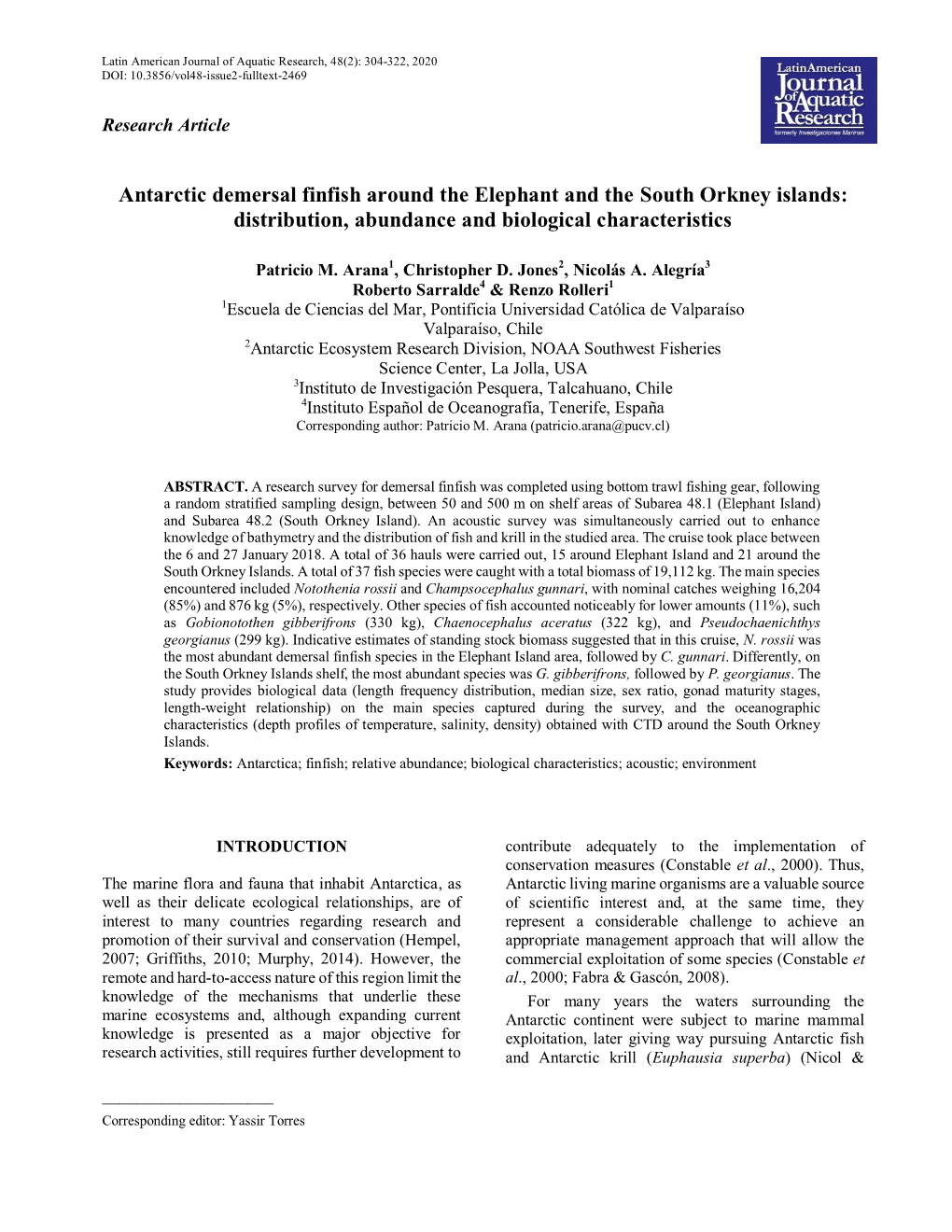 Antarctic Demersal Finfish Around the Elephant and the South Orkney Islands: Distribution, Abundance and Biological Characteristics