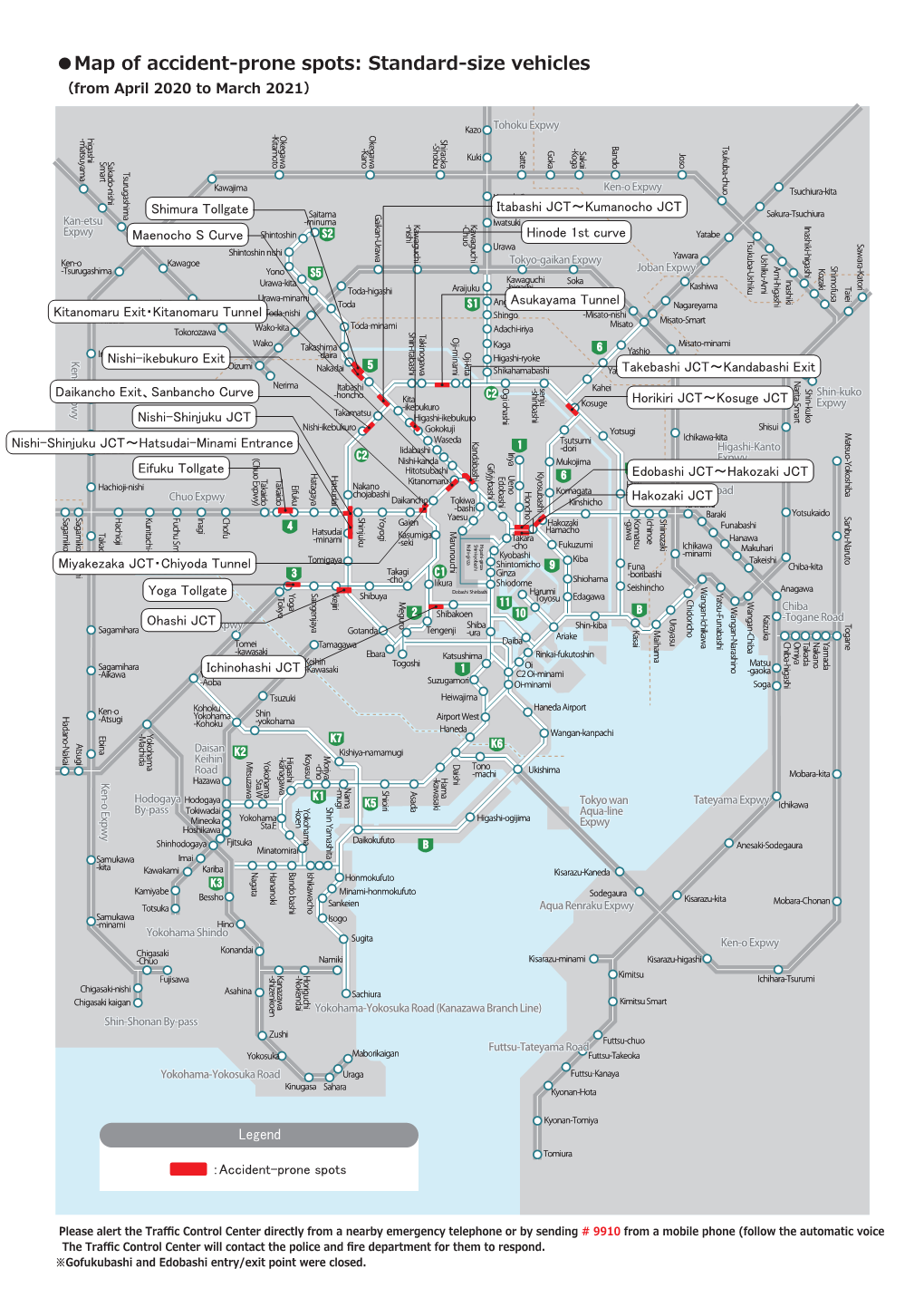 Map of Accident-Prone Spots: Standard-Size Vehicles Map Of