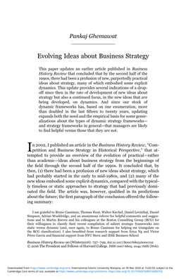 Evolving Ideas About Business Strategy