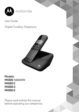User Guide Digital Cordless Telephone Please Read Entirely This