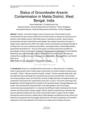 Status of Groundwater Arsenic Contamination in Malda District