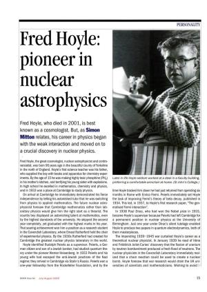 Fred Hoyle: Pioneer in Nuclear Astrophysics