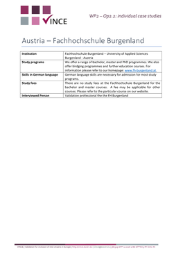 Austria – Fachhochschule Burgenland