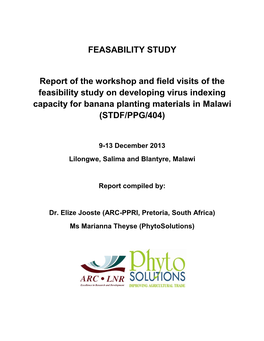 Feasibility Study on Developing Virus Indexing Capacity for Banana Planting Materials in Malawi (STDF/PPG/404)