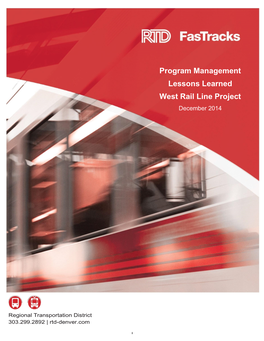 Program Management Lessons Learned West Rail Line Project December 2014