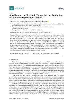 A Voltammetric Electronic Tongue for the Resolution of Ternary Nitrophenol Mixtures