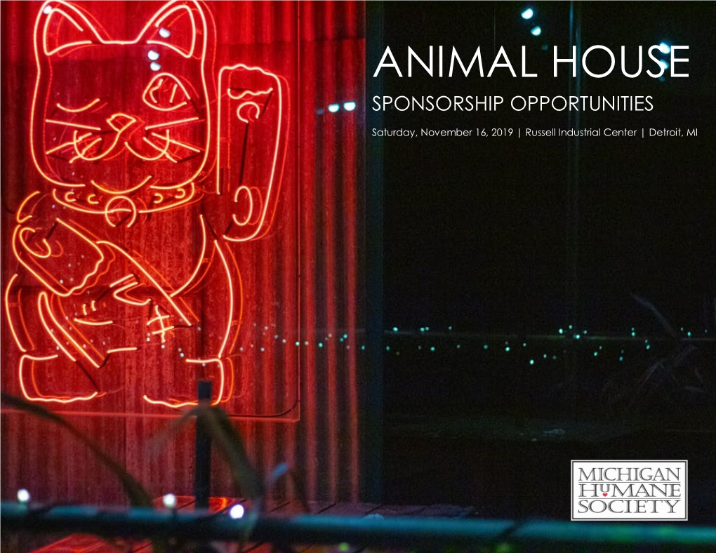 Animal House Sponsorship Opportunities
