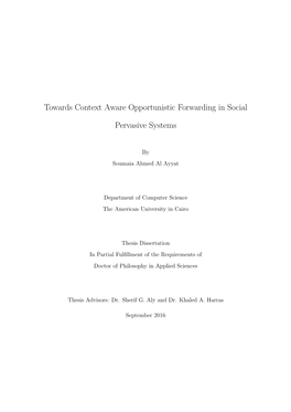 Towards Context Aware Opportunistic Forwarding in Social