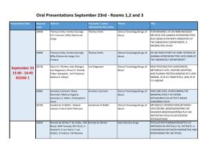 Oral Presentations September 23Rd - Rooms 1,2 and 3