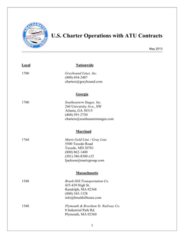 U.S. Charter Operations with ATU Contracts