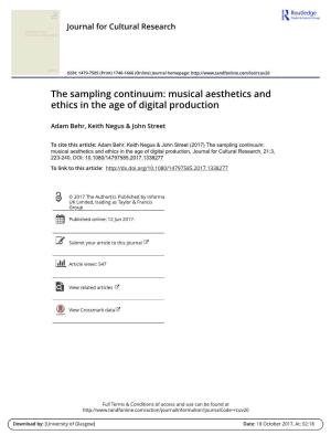 The Sampling Continuum: Musical Aesthetics and Ethics in the Age of Digital Production