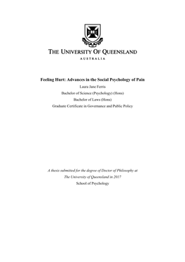Feeling Hurt: Advances in the Social Psychology of Pain