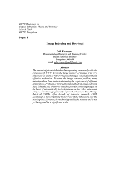 Image Indexing and Retrieval