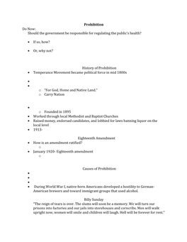 Prohibition Do Now: Should the Government Be Responsible for Regulating the Public’S Health?