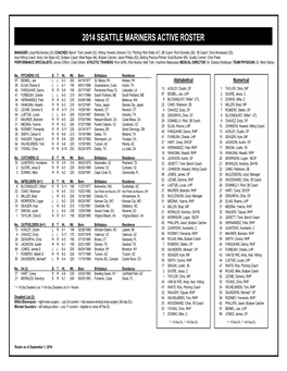 2014 Seattle Mariners Active Roster