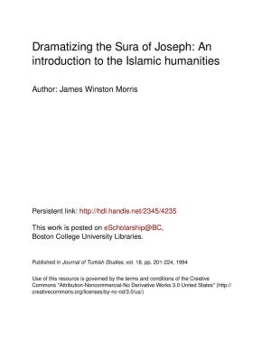 Dramatizing the Sura of Joseph: an Introduction to the Islamic Humanities