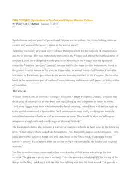 Symbolism in Pre-Colonial Filipino Warrior Culture by Perry Gil S
