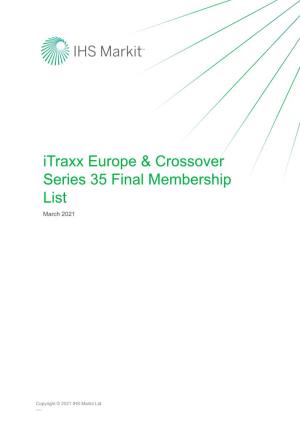Itraxx Europe & Crossover Series 35 Final Membership List