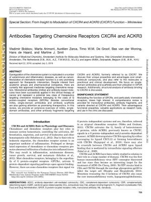 Antibodies Targeting Chemokine Receptors CXCR4 and ACKR3