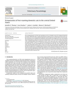 Ectoparasites of Free-Roaming Domestic Cats in the Central United States