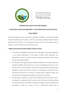 1 International Rights of Nature Tribunal Chiquitanía