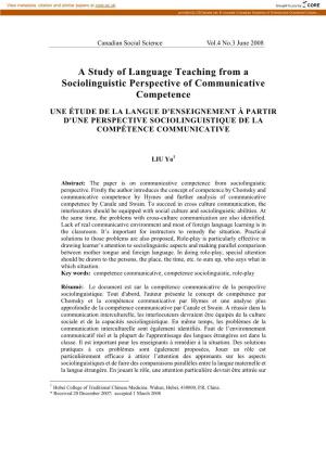A Study of Language Teaching from a Sociolinguistic Perspective of Communicative Competence