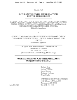 (3Rd Circuit Court of Appeals) Opening Brief For