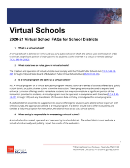 2020-21 Virtual School Faqs for School Districts
