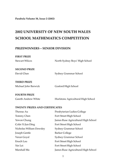 2002 University of New South Wales School Mathematics Competition