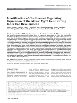 Identification of Cis-Element Regulating Expression of the Mouse Fgf10 Gene During Inner Ear Development