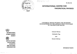 Iimternational Centre for Theoretical Physics