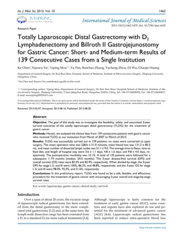 Totally Laparoscopic Distal Gastrectomy with D2