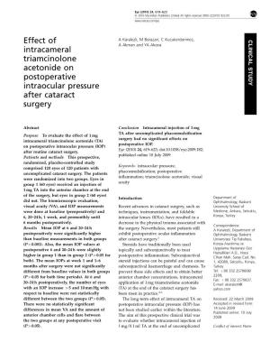 Effect of Intracameral Triamcinolone Acetonide on Postoperative