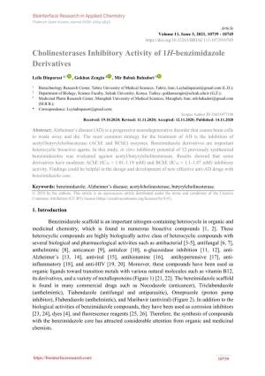 Cholinesterases Inhibitory Activity of 1H-Benzimidazole Derivatives
