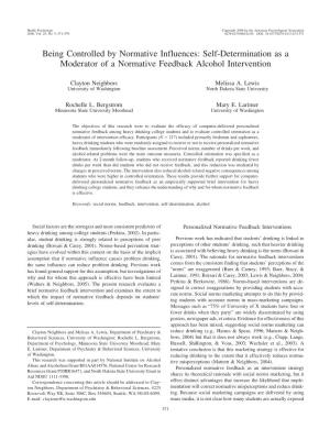 Being Controlled by Normative Influences: Self-Determination As a Moderator of a Normative Feedback Alcohol Intervention