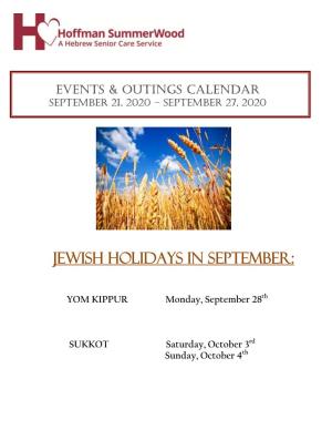 JEWISH HOLIDAYS in September
