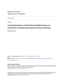 Fostering Resilience: a Pilot Study for Mindful Yoga As an Intervention for Adolescents Exposed to Chronic Adversity