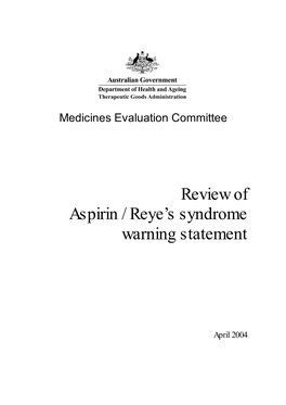 Review of Aspirin / Reye's Syndrome Warning Statement