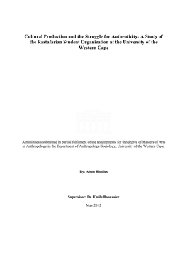 A Study of the Rastafarian Student Organization at the University Of