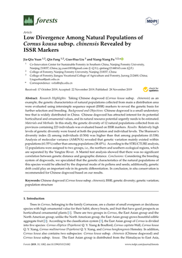 Low Divergence Among Natural Populations of Cornus Kousa Subsp