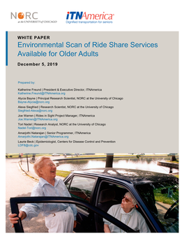 Environmental Scan of Ride Share Services Available for Older Adults